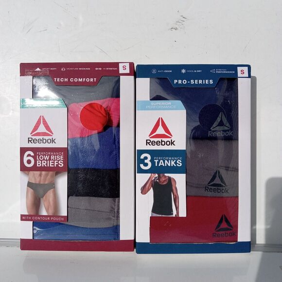 Reebok Mens Bundle (6 pk Low Rise Briefs + 3 pk Tank Tops), Size Small - Picture 1 of 6